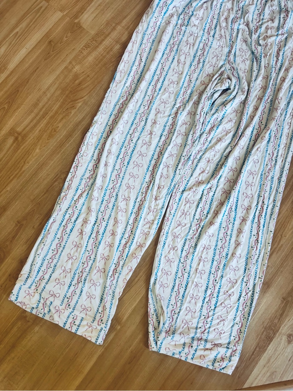 Little One Shop Viscose Bamboo Pajama Set in White with Blue & Pink Accents - Picture 2 of 9